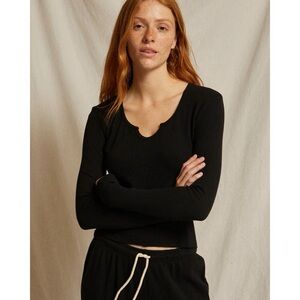 Perfectwhitetee Black Ribbed Long Sleeve Top